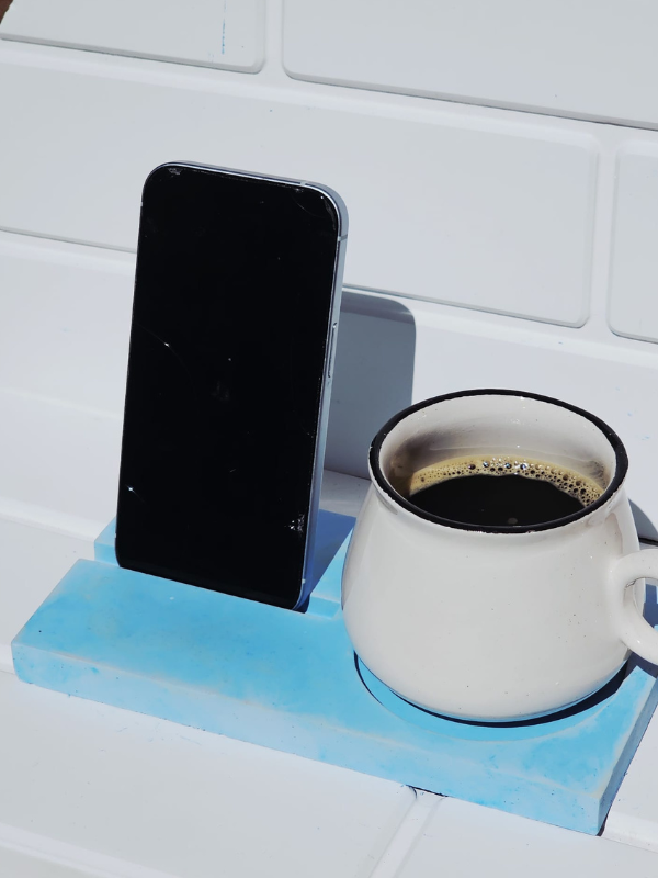Beton Masaüstü Stand - Beyaz Çok Amaçlı Telefon ve Dekor Standı | Utaylife