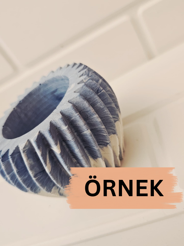 Utaylife Minimalist Beyaz Dalgalı Desenli Beton Saksı - Dıy Boyama Için Ideal