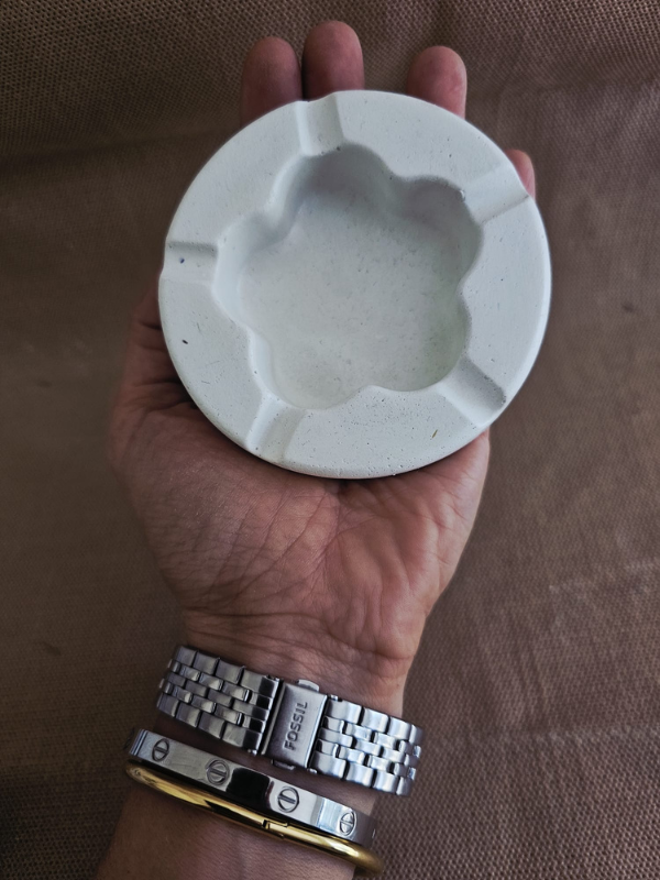 El Yapımı Beton Küllük Mermer Desenli Dekoratif Masaüstü Obje Hediyelik Eşya