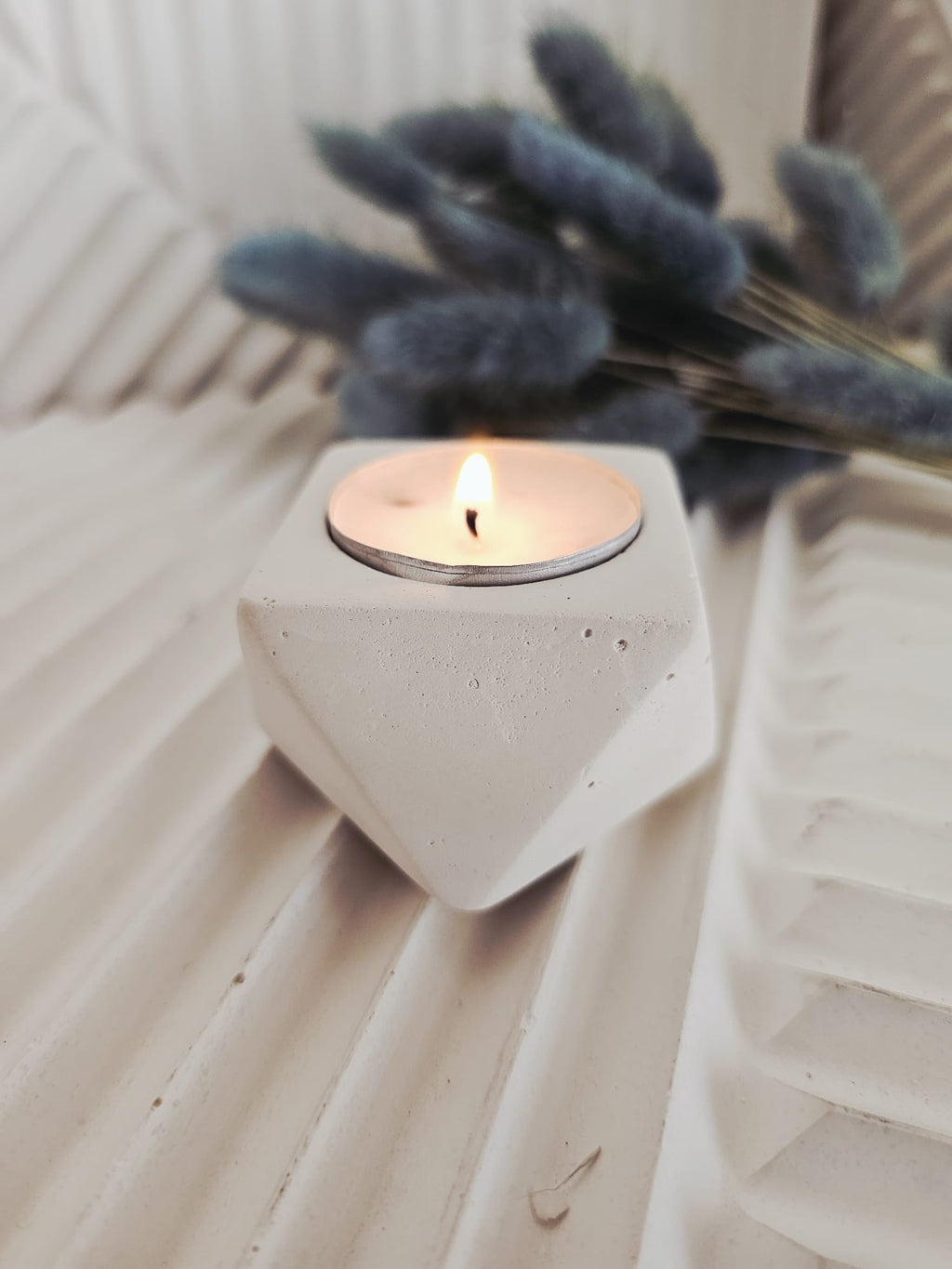 El Yapımı Beton Tealight Mumluk Minimalist 3lü Set
