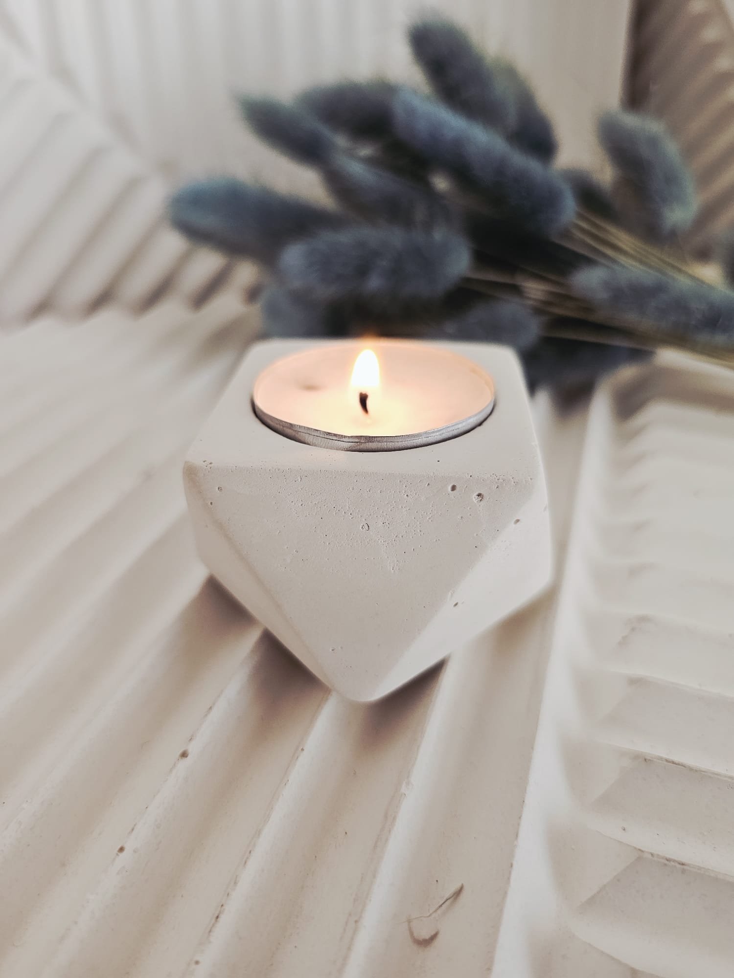 El Yapımı Beton Tealight Mumluk Minimalist 3lü Set