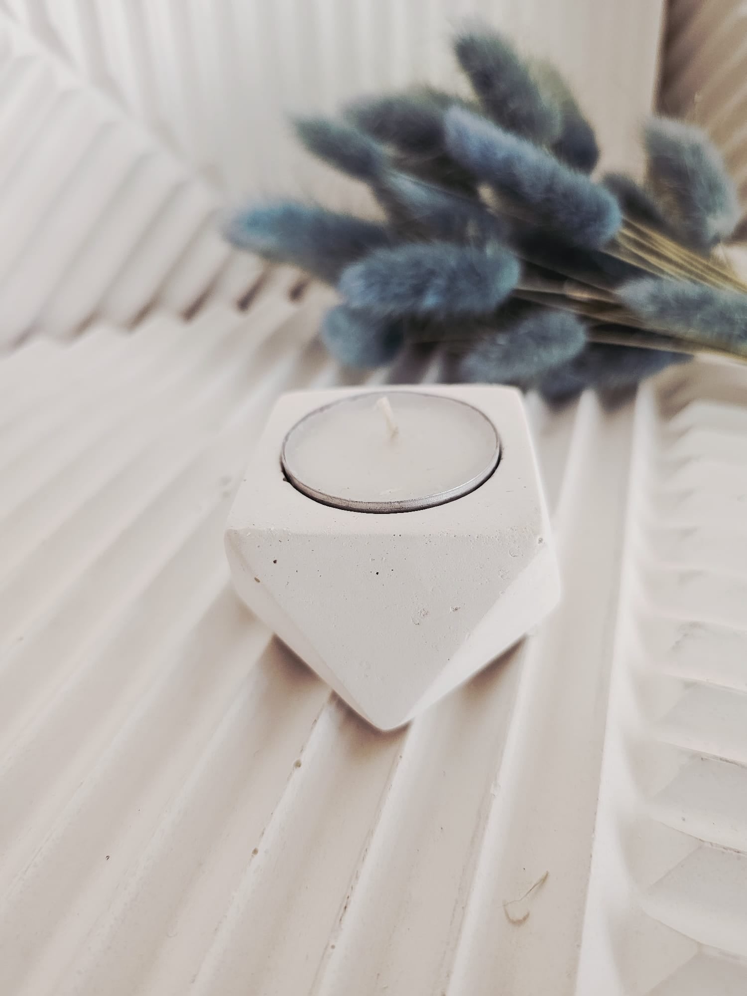 El Yapımı Beton Tealight Mumluk Minimalist 3lü Set