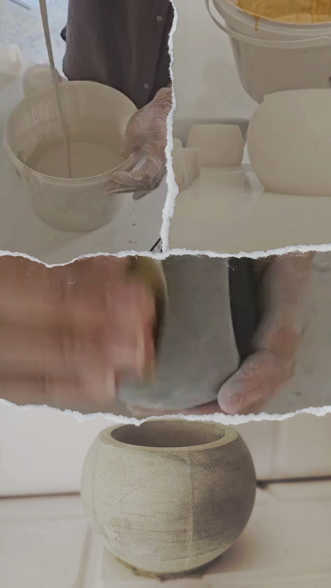 El Yapımı Beton Saksı / Vazo – Kaktüs, Sukulent ve Mini Bitkiler Için Yuvarlak Düz Siyah