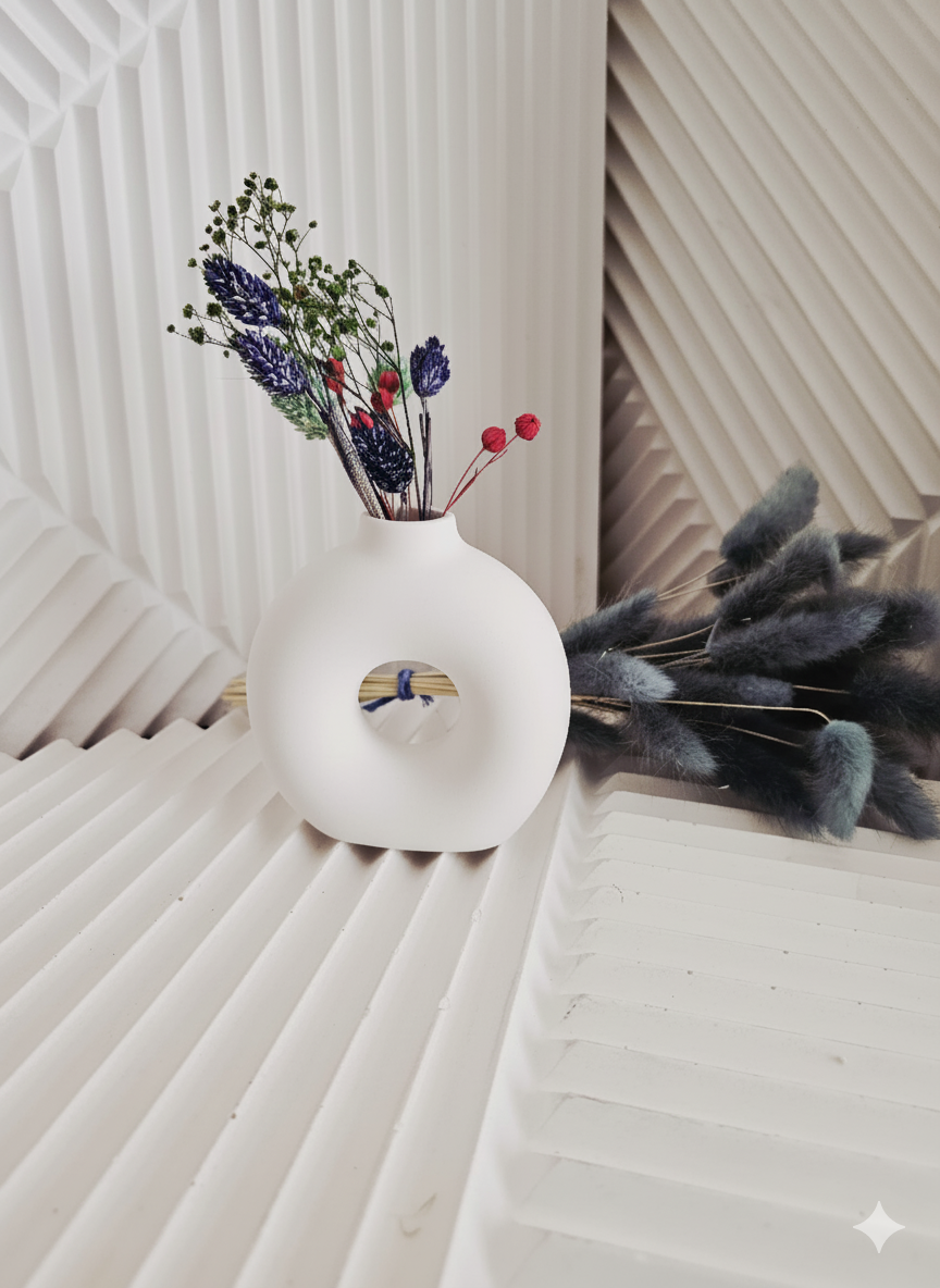 El Yapımı Modern Tasarım Bohem Stil Yuvarlak Beton Vazo 2liset